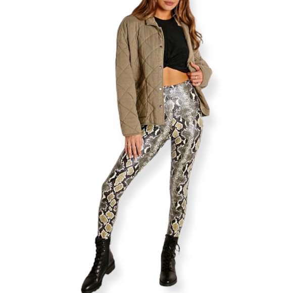 Commando Pants - Commando Snake Print Leggings in Black, Gray & Yellow